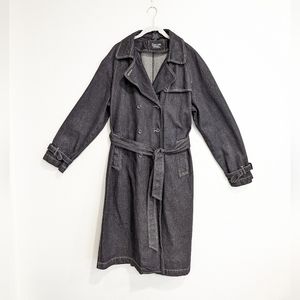 Vintage Dark Denim Trench Coat Size L